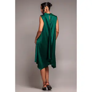 Robe asymétrique en satin femme Goddiva Midi image-1