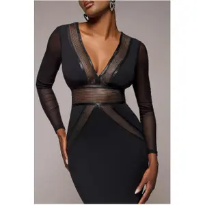 Crossed front split dress in lurex for women Goddiva Maxi image-2