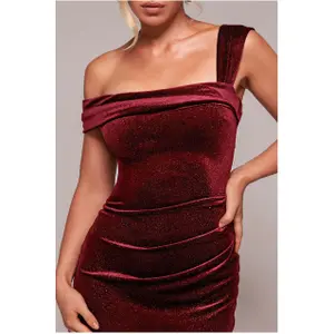 Sparkly polka dot velvet dress for women Goddiva Maxi image-2