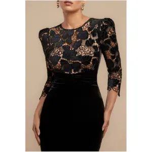 Vestido de encaje y terciopelo para mujer Goddiva Midi image-2