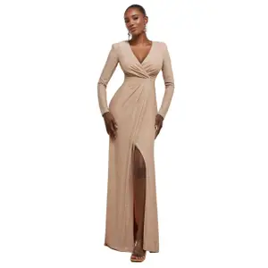 Lurex wrap dress for women Goddiva Maxi image-0