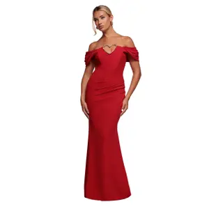 Heart dress adorned with diamonds for women Goddiva Maxi