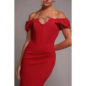 Heart dress adorned with diamonds for women Goddiva Maxi image-2