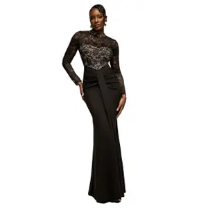 Lace long sleeve dress for women Goddiva Maxi