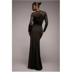 Lace long sleeve dress for women Goddiva Maxi image-1