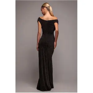 Lurex cowl neck dress for women Goddiva Maxi image-1