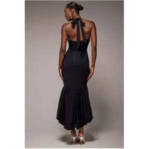 Halter neck dress with puffed hem for women Goddiva Midaxi image-1