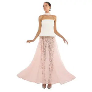 Gonna a pieghe da donna Goddiva Floral Lace A-Line Maxi image-1