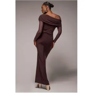Women’s Long Split Front Wrap Dress with Drawstring Goddiva image-1