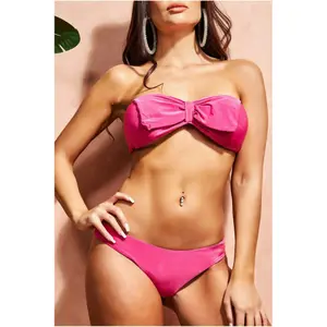 Zweiteiliger Badeanzug mit Fliege für Damen Goddiva image-3