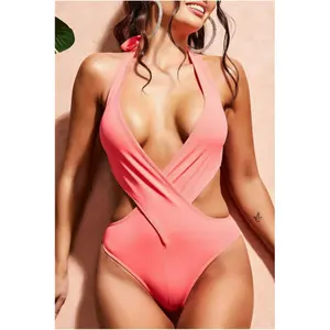 Badeanzug Damen V-Ausschnitt Goddiva image-2