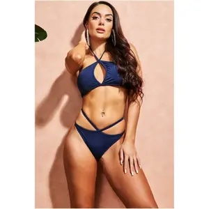 Μαγιό 2 τεμαχίων με σταυρωτό λαιμό γυναίκα Goddiva image-2