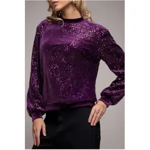 Velours-Pull Damen Goddiva Sequin Velvet image-3
