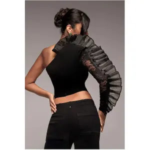 Corset asymétrique à plis éventail et volants femme Goddiva image-1