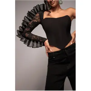 Corset asymétrique à plis éventail et volants femme Goddiva image-2