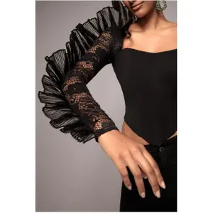 Corset asymétrique à plis éventail et volants femme Goddiva image-3
