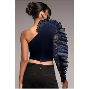 Corset asymétrique à plis éventail et volants femme Goddiva image-1