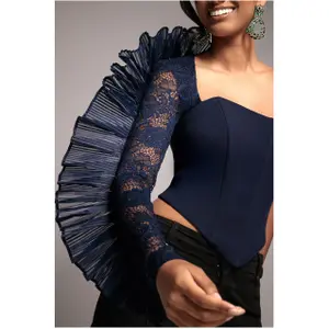 Corset asymétrique à plis éventail et volants femme Goddiva image-3