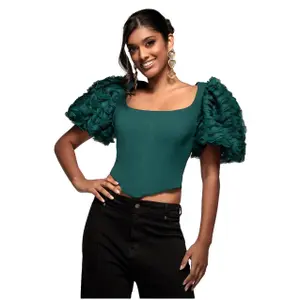 Corset de mangas texturizadas mujer Goddiva Scuba 3D