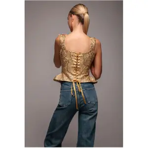 Ärmelloser Jacquard-Korsett mit Schnürung Damen Goddiva image-2