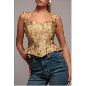 Ärmelloser Jacquard-Korsett mit Schnürung Damen Goddiva image-1