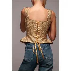 Ärmelloser Jacquard-Korsett mit Schnürung Damen Goddiva image-3