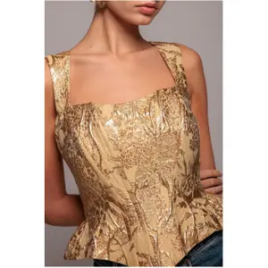 Ärmelloser Jacquard-Korsett mit Schnürung Damen Goddiva image-4