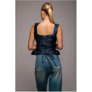 Ärmelloser Jacquard-Korsett mit Schnürung Damen Goddiva image-3