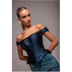 Ärmelloser Jacquard-Korsett mit Schnürung Damen Goddiva image-1
