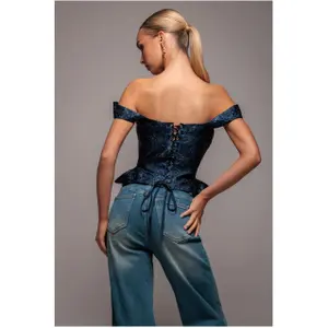 Ärmelloser Jacquard-Korsett mit Schnürung Damen Goddiva image-4