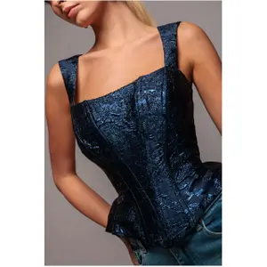 Ärmelloser Jacquard-Korsett mit Schnürung Damen Goddiva image-2