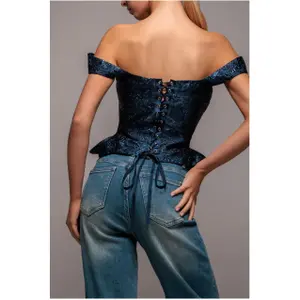 Ärmelloser Jacquard-Korsett mit Schnürung Damen Goddiva image-5