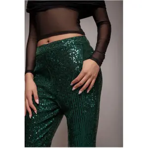 Damenhosen Goddiva Sequin Cuffed Ankle image-3