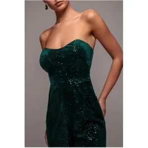 Jumpsuit för kvinnor Goddiva Sequin & Velvet Corset image-2