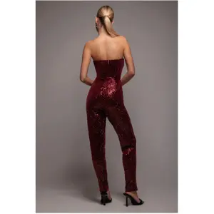 Jumpsuit för kvinnor Goddiva Sequin & Velvet Corset image-1