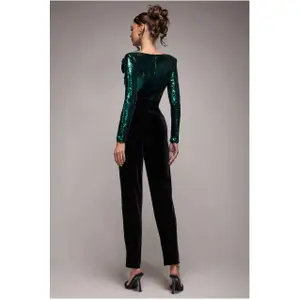 Glittrande jumpsuit med överdel dam Goddiva image-1