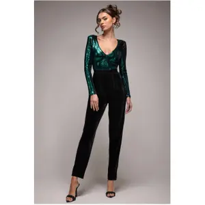 Glittrande jumpsuit med överdel dam Goddiva image-2
