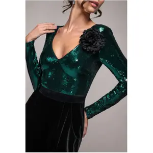 Glittrande jumpsuit med överdel dam Goddiva image-3