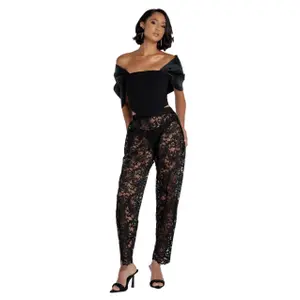 Pantaloni svasati e orlo decorativo donna Goddiva image-2