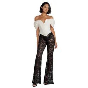 Pantaloni bootcut con lacci ondulati donna Goddiva image-1