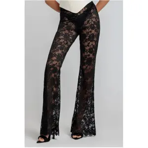 Pantaloni bootcut con lacci ondulati donna Goddiva image-2