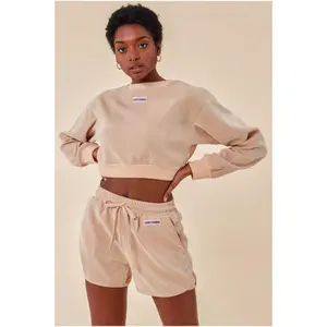 Σέτ κοντή μπλούζα oversized και σορτς γυναικείο Goddiva image-1