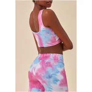 Σετ από crop top tie-dye και κολάν γυναικείο Goddiva image-4