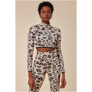 Σετ crop top και κολάν με σχέδιο γυναίκα Goddiva image-1