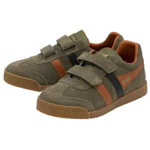 Białe buty na rzepy dla dzieci Gola Harrier Strap Trainer image-2