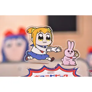 Collectible figurine Good Smile Company Pop Team Epic GoodSmile Moment Acrylic Stand Rocking Popuko & Rabbit image-2