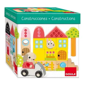 Set of 40 wooden building blocks rabbit figurine Goula image-0