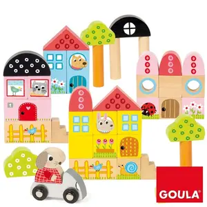 Set of 40 wooden building blocks rabbit figurine Goula image-2
