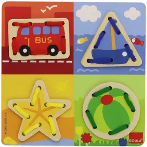 Wooden object threading game Goula image-0