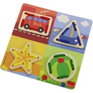 Wooden object threading game Goula image-1